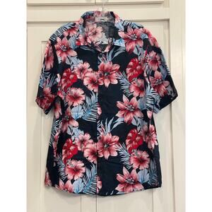 Vatpave 100% Cotton floral hawaiian button up XL